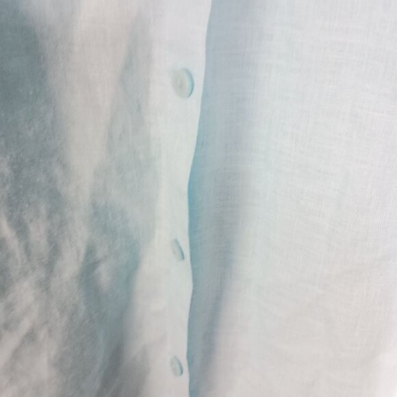 Chico’s No Iron 100% Linen Button Up Blouse Blue Women’s Size 2 (L/12) - Picture 5 of 9